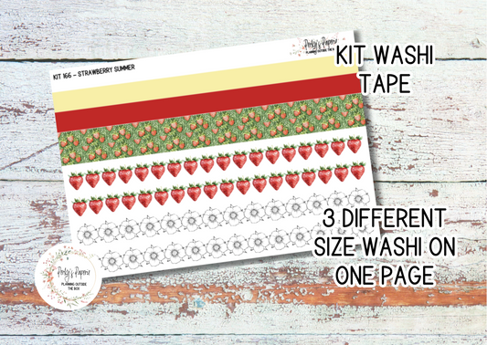 Strawberry Summer Weekly Washi Sticker Sheet 166, Summer and Spring Functional and Decorative Stickers, Planner Stickers