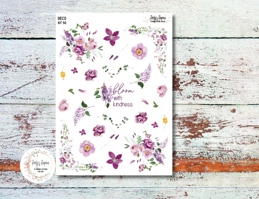 Lilac Flowers Full Sheet Deco Planner Stickers Kit 93, Spring Flowers, Wedding Flowers, Journal Decoration, EC, HP, Hobonichi, Makselife