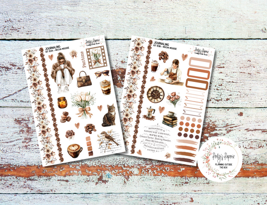 Mocha Mousse Journaling Sticker Kit 159, Planner Stickers for Weekly Layouts, Functional & Decorative Coffee-Themed Stickers for All Planner Sizes