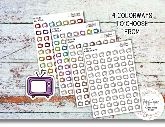 Retro Television Icon Planner Sticker, TV Show Tracker, Currently Stickers, Movie Tracking, Doodle Sticker, TV, Watching, Currently Watching