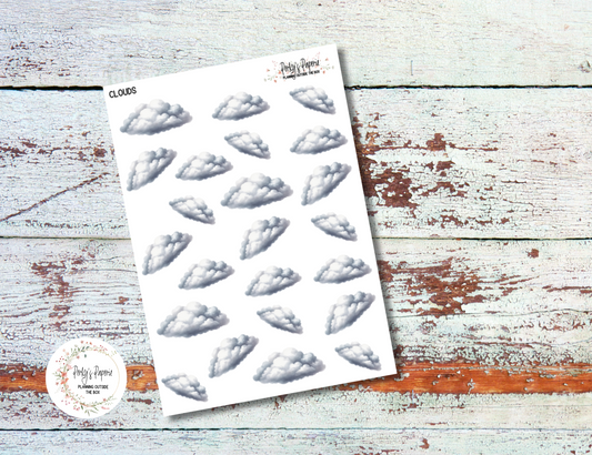 Full Sheet Deco Cloud Stickers, Decorative Planning, Journaling Junk Journal, Planner Stickers