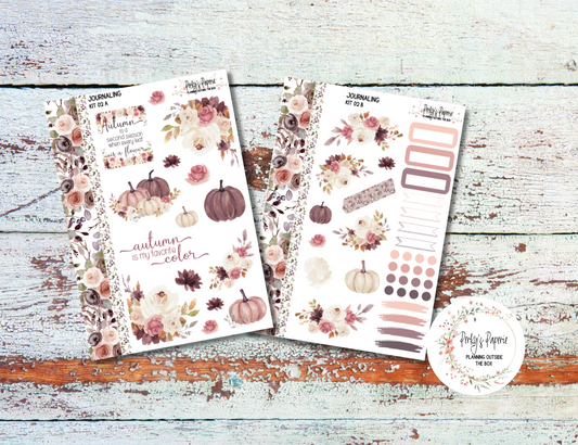 Blushing Blooms Decorative Journal Planner Sticker Kit 02, All Planner Sizes, Fits Monthly, Weekly, and Daily Pages, Creative Journaling, Journaling Kit for Fall, Autumn, Elegant, Pumpkins