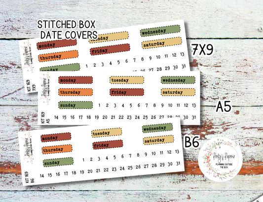 An Apple A Day Stitched Box Mixed Color Date Covers Colorful Planner Stickers for Various Planners Kit 169,  Days of the Week Date Cover, Redate Stickers