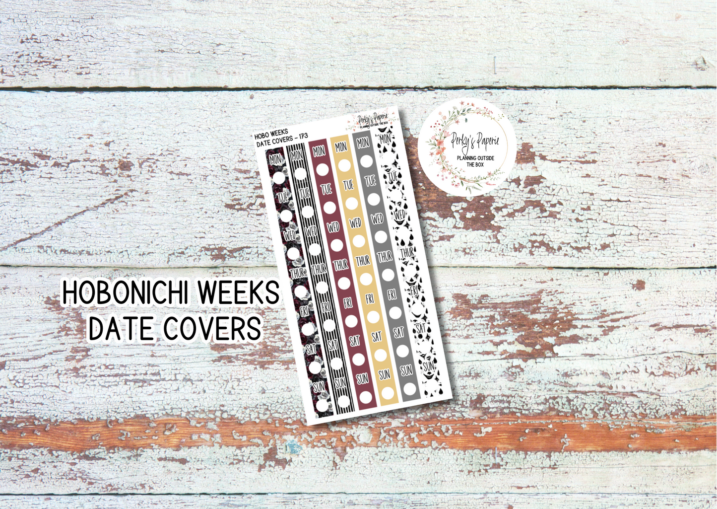 Sinister Carnival Hobonichi Weeks Date Cover Planner Stickers Kit 173, Weekly Planning, Date Strips, Colorful and Patterned