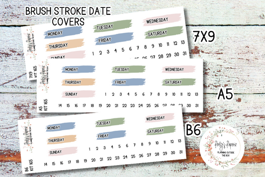 Brush Stroke Mixed Color Date Covers Colorful Planner Stickers for Various Planners Kit 165,  Days of the Week Date Cover, Redate Stickers