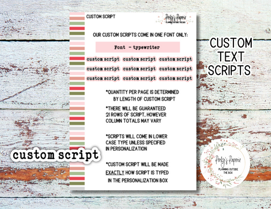 Custom Writing Scripts Custom Scripts – Perkys Paperie