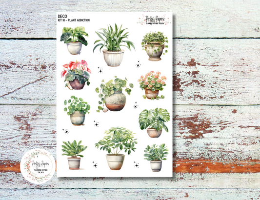 Full Sheet Deco Planner Stickers of Potted House Plants for Plant Addicts Kit 10, Decorative Stickers for All Planner Sizes