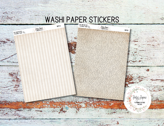 Washi Paper Tearable Stickers - Artist in Me Kit 164 - Vintage Stripes and Text