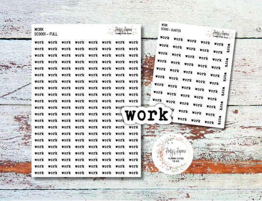 Work Script Planner Stickers – Typewriter Font Functional Stickers for Planning