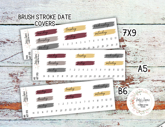 Sinister Carnival Brush Stroke Mixed Color Date Covers Colorful Planner Stickers for Various Planners Kit 173, Days of the Week Date Cover, Redate Stickers