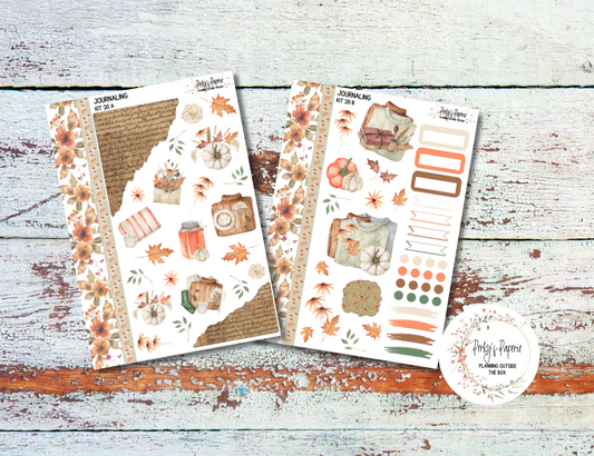 Cozy Fall # 20 – Autumn Cozy Vibes in Orange, Greens and Browns Planner Stickers Micro Kit