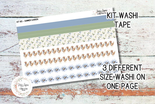 Weekly Washi Sticker Sheet 165, Summer Flower Garden, Summer and Spring Functional and Decorative Stickers, Planner Stickers