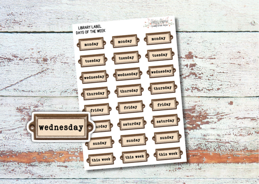 Library Date Headers, Days of the Week Planner Stickers, Planner Date Stickers, Date Headers, Planner Redate, Undated Journal Stickers