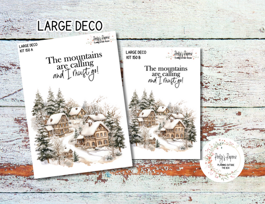 Transparent Extra Large, Jumbo Deco Planner Sticker For Your Overview Pages, Blank Daily Pages or Journal Page Ski Lodge Kit 150