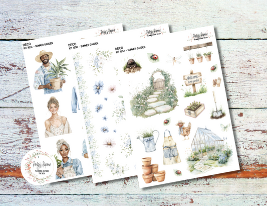 Summer Floral Garden Full Sheet Deco Planner Stickers Kit 165, Decorative Planning, Journaling Stickers, Junk Journal, Planner Stickers