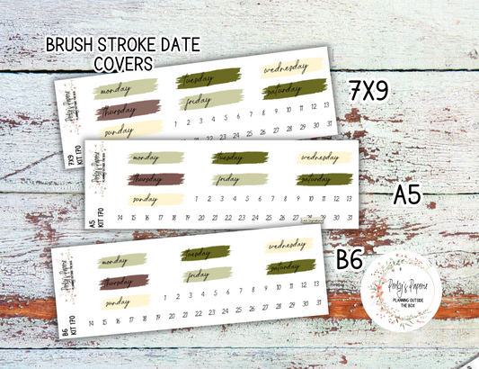 Olive Harvest in Tuscany Brush Stroke Mixed Color Date Covers Colorful Planner Stickers for Various Planners Kit 170, Days of the Week Date Cover, Redate Stickers
