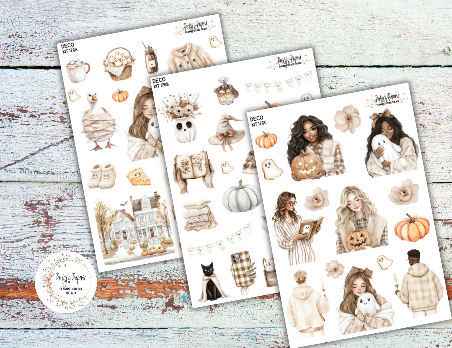 Sweet Halloween Full Sheet Deco Planner Stickers Kit 176, Decorative Planning, Journaling Stickers, Junk Journal, Planner Stickers
