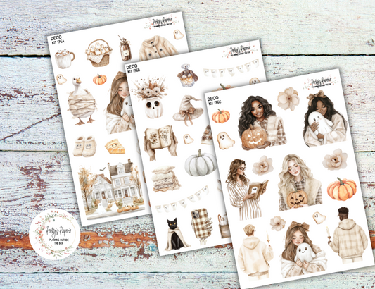 Sweet Halloween Full Sheet Deco Planner Stickers Kit 176, Decorative Planning, Journaling Stickers, Junk Journal, Planner Stickers