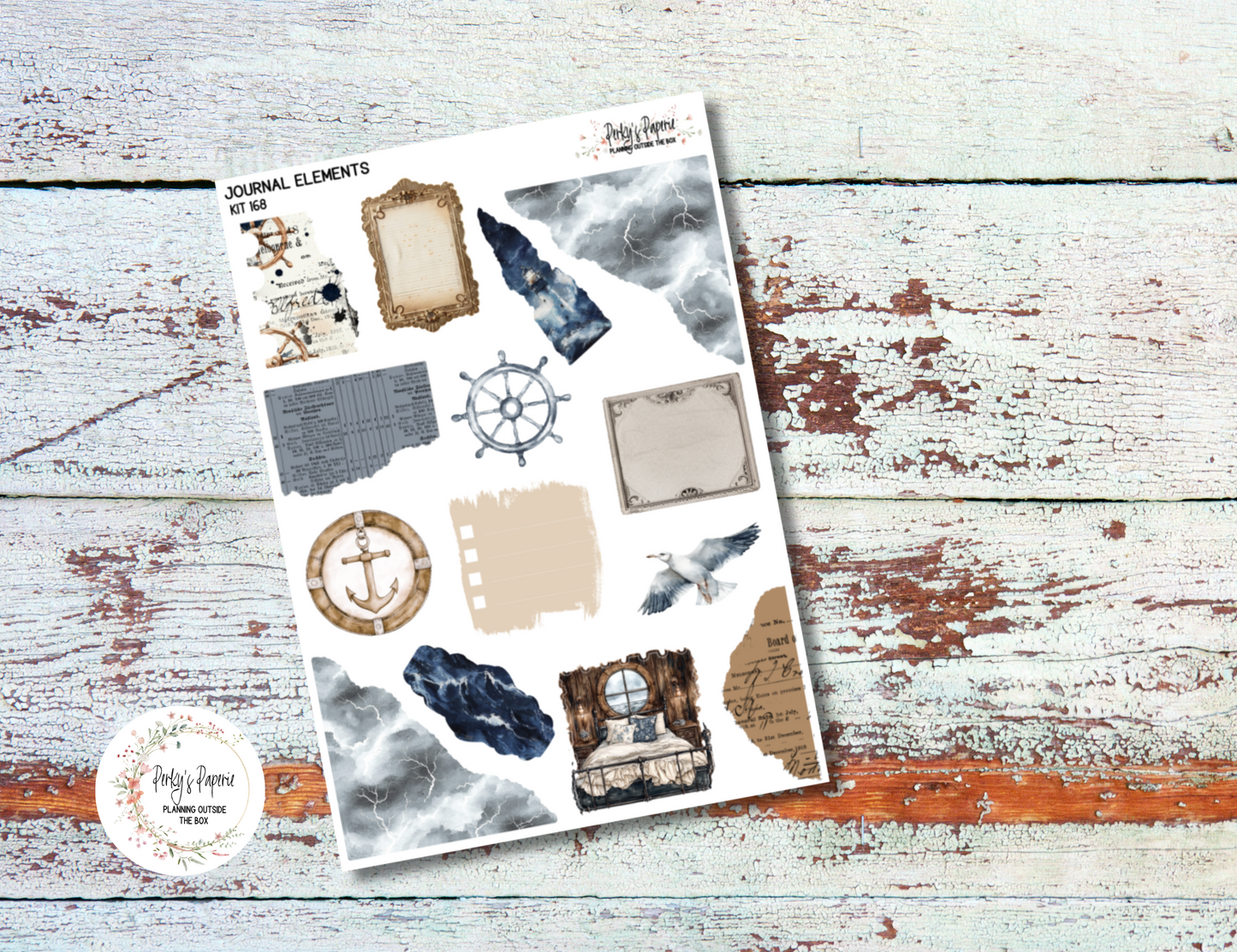 Seaside Lighthouse Elements Kit #168 | Moody Fall and Nautical Planner Stickers