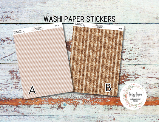 Autumn at Foxbury Manor Washi Paper Tearable Stickers Kit 175 - Stripes and Sweater