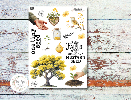 Faith as Small as a Mustard Seed Stickers | Christian Planner Stickers | Bible Journaling Stickers | Mustard Seed Scripture Deco Sheet | Watercolor Faith Stickers 5x7 | Clear or White Matte Sticker Paper