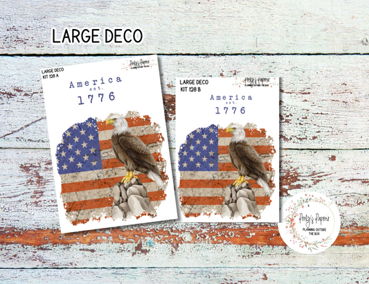 Transparent Extra Large, Jumbo Deco Planner Sticker For Your Overview Pages, Blank Daily Pages or Journal Page, Fourth of July Kit 128