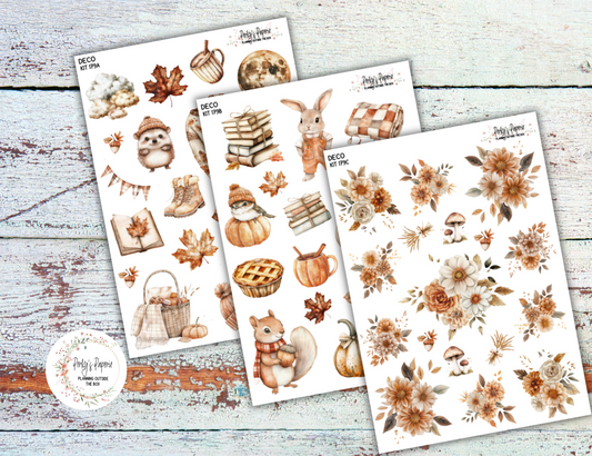 Fall Harvest in Plaid # 179 – Autumn Feels in Orange, Browns and Plaid Planner Stickers Micro Kit