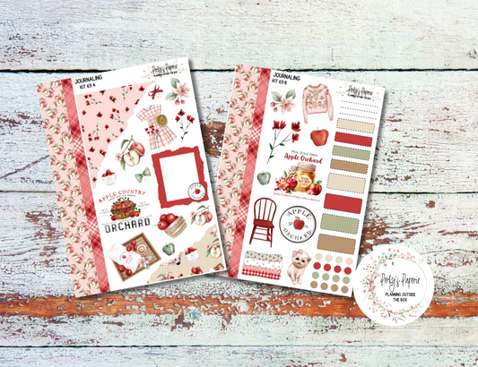 Apple Picking, Fall Buck List, Apple Farm Journal, Scrapbook, Daily Planner Sticker Kit 69, Weekly and Daily Journaling Kit