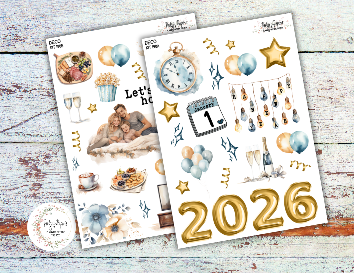 New Year’s at Home Sticker Kit | Cozy New Year Planner Stickers | Stay Home Celebration Stickers for Journaling, Scrapbooking & Planner Decorating | Kit 190
