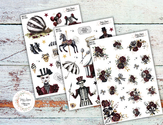 Sinister Carnival Full Sheet Deco Planner Stickers Kit 173, Decorative Planning, Journaling Stickers, Junk Journal, Planner Stickers
