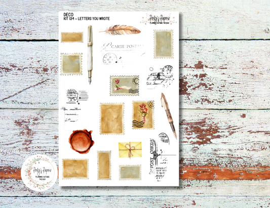 Full Sheet Deco Planner Stickers Kit 134 Letters You Wrote, EC, HP, Hobonichi, Makselife, Take a Note and Hemlock & Oak