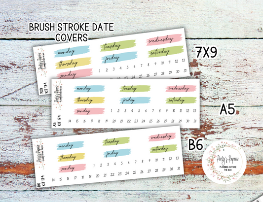 School Daze-y Brush Stroke Mixed Color Date Covers Colorful Planner Stickers for Various Planners Kit 174, Days of the Week Date Cover, Redate Stickers