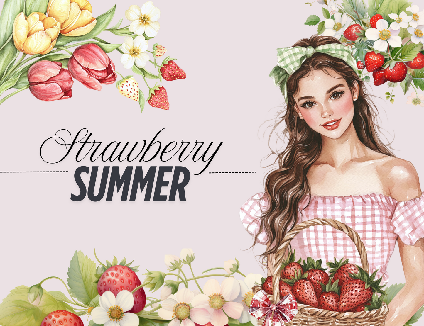 Strawberry Summer Sticker Sheets # 166 – Cute & Aesthetic Planner Stickers