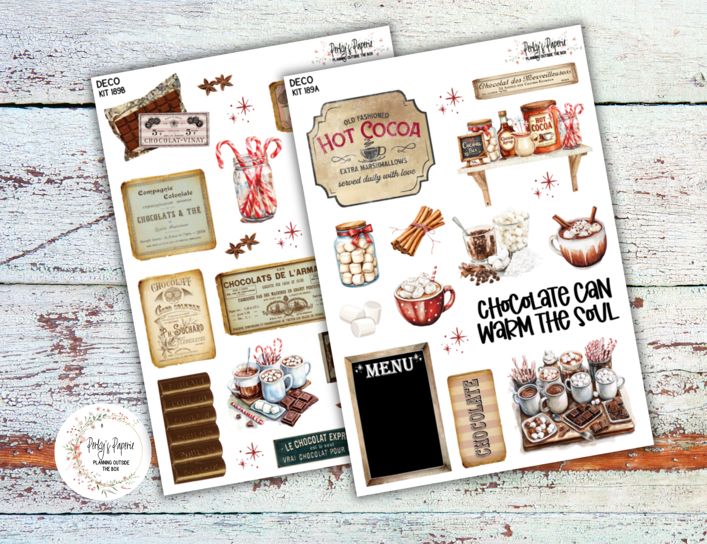 Hot Cocoa Bar Sticker Kit | Cozy Winter Planner Stickers | Vintage Hot Chocolate Stickers for Journaling, Scrapbooking & Planner Decorating | Kit 189