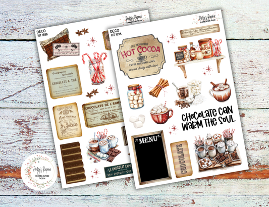 Hot Cocoa Bar Sticker Kit | Cozy Winter Planner Stickers | Vintage Hot Chocolate Stickers for Journaling, Scrapbooking & Planner Decorating | Kit 189