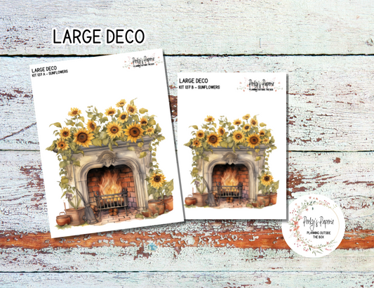 Transparent Extra Large, Jumbo Deco Planner Sticker For Your Overview Pages, Blank Daily Pages or Journal Page Sunflowers Kit 137