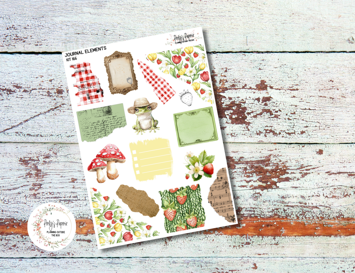 Strawberry Summer Journal Elements Kit #166 | Summer and Spring Planner Stickers