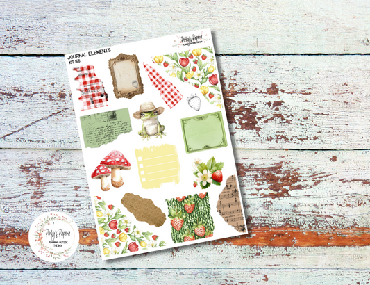 Strawberry Summer Journal Elements Kit #166 | Summer and Spring Planner Stickers