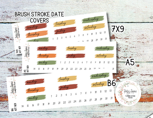 An Apple A Day Brush Stroke Mixed Color Date Covers Colorful Planner Stickers for Various Planners Kit 169, Days of the Week Date Cover, Redate Stickers