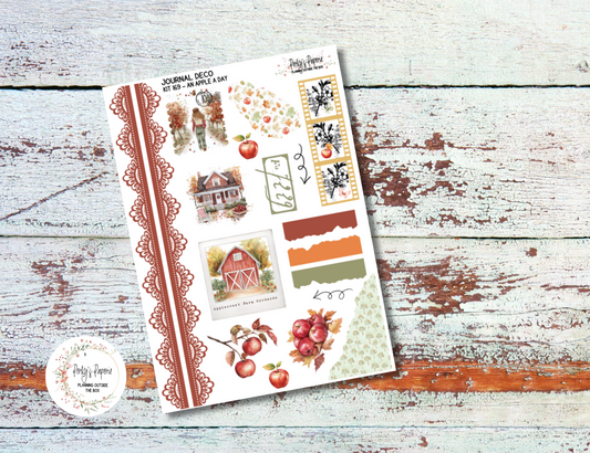 An Apple A Day Fall Journal Deco Sticker Sheet – Kit #169 | Aesthetic Planner Stickers | Fits All Planners