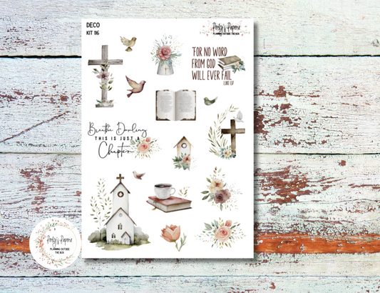 Christian Full Sheet Deco Planner Stickers Kit 116,  Decorative Stickers for All Planner Types
