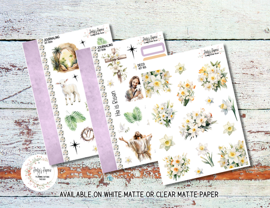 Christian Easter Sticker Kit #155 | He Is Risen Faith Journaling Stickers | Resurrection Planner, Bible Journal, Scrapbook & Junk Journal Stickers