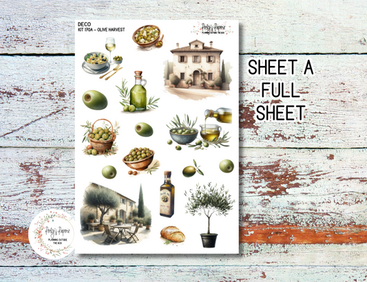 Olive Harvest in Tuscany Full Sheet Deco Planner Stickers Kit 170, Decorative Planning, Journaling Stickers, Junk Journal, Planner Stickers
