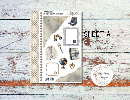 Seaside Lighthouse Journal, Scrapbook, Daily Planner Sticker Kit 168, Weekly and Daily Journaling Kit,