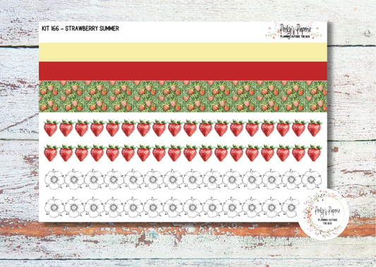 Strawberry Summer Weekly Washi Sticker Sheet 166, Summer and Spring Functional and Decorative Stickers, Planner Stickers