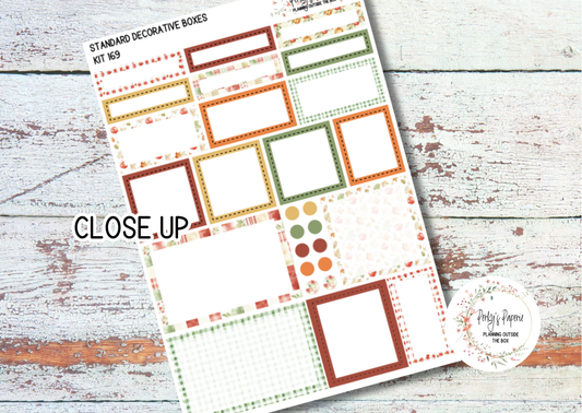 An Apple A Day Fall Decorative Planner Boxes in Standard 1.5" Kit 169 for Functional and Decorative Planning. Fits Most Standard Size Planner