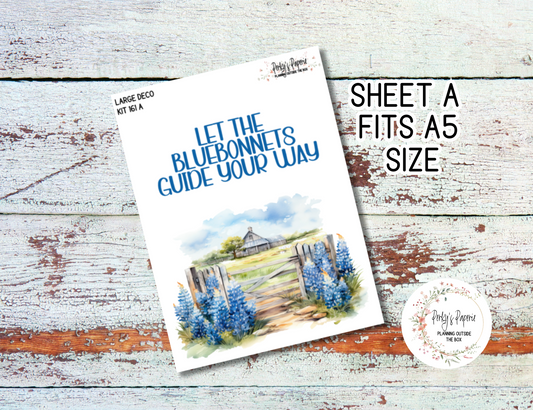 Transparent Extra Large, Jumbo Deco Planner Sticker For Your Overview Pages, Blank Daily Pages or Journal Page Texas Bluebonnet Field 161