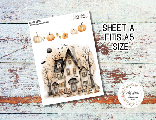 Transparent Extra Large, Jumbo Deco Planner Sticker For Your Overview Pages, Blank Daily Pages or Journal Page All Hallows Eve Kit 141