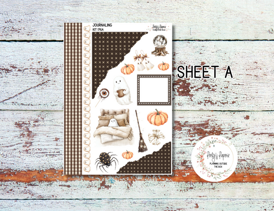 Sweet Halloween Journal, Scrapbook, Daily Planner Sticker Kit 176, Weekly and Daily Journaling Kit