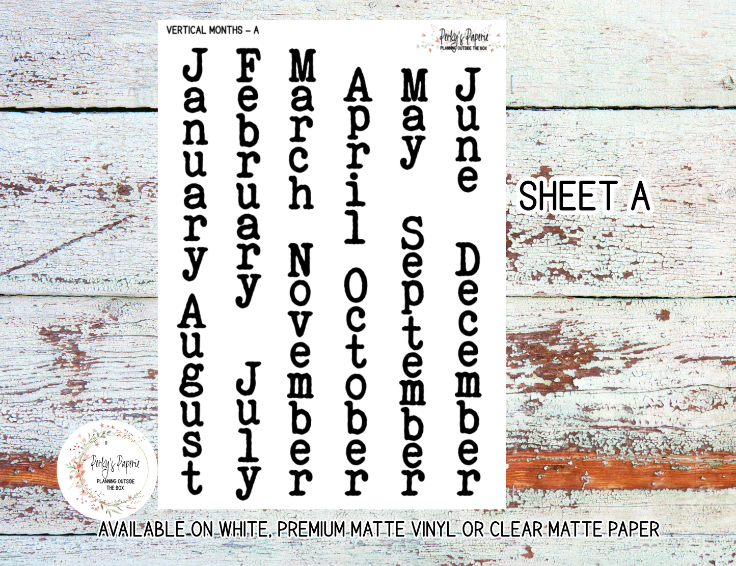 Vertical Monthly Typewriter Script Planner Stickers - Large for Decroating Planner Monthly Calendars and Journals  Capital or lower case font available